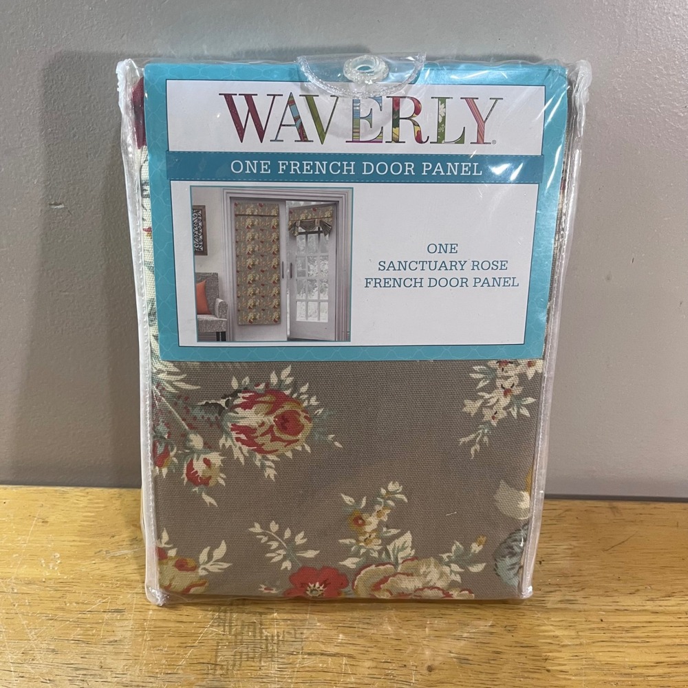 Waverly Sanctuary Rose French Door Panel 26x68 Clay Floral Cotton Vtg Style